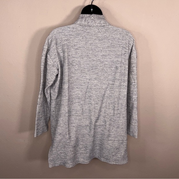 Medium Ann Taylor Loft White Grey Lounge Shrug Jacket Stretch Pockets - Picture 4 of 13